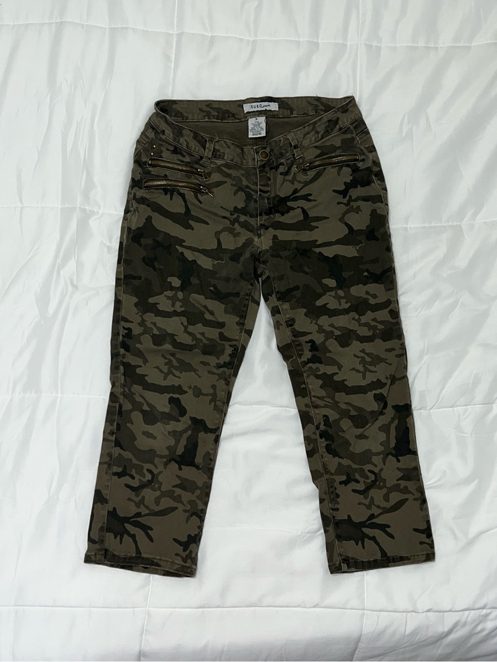 Vintage Suko Jeans Khaki Camo Low Rise Denim Capris Women’s Size 8 Camouflage